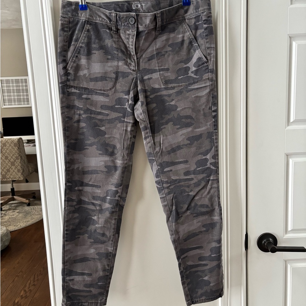 LOFT Gray Camouflage Trousers - Picture 2 of 8